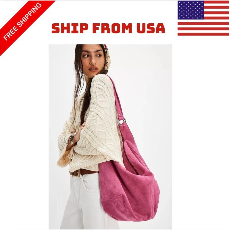 Free Women Roma Suede Large Shoulder Tote Bag Magenta NEW