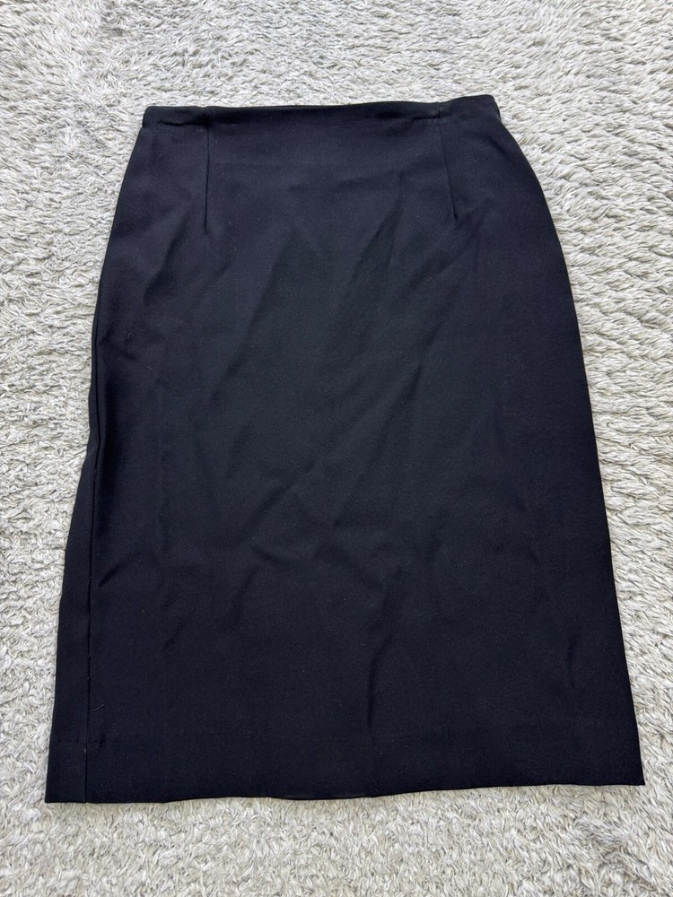 Joseph Ribkoff Skirt Women 4 Black Pleated Slit Back Lined Career Midi Pencil