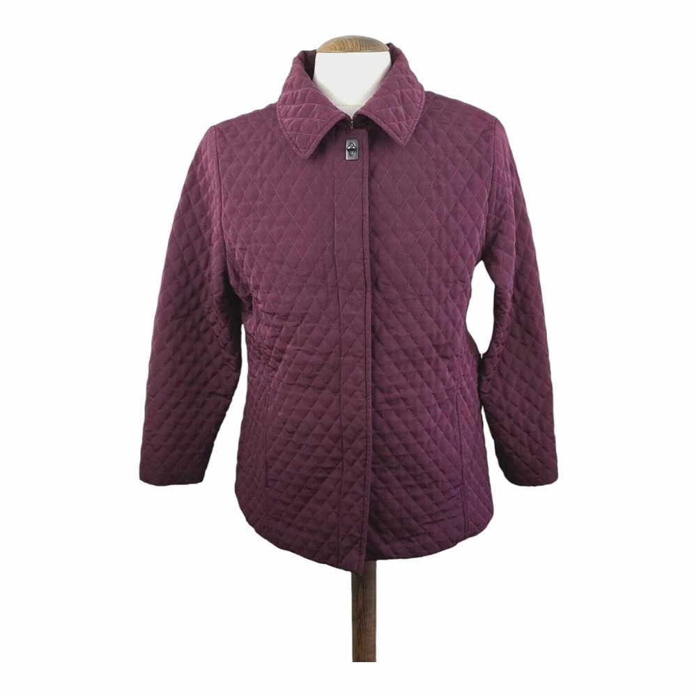 Calvin Klein Women’s Purple Quilted Jacket Size L with Popper Buttons and Poly Fill