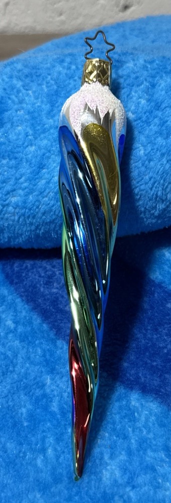 Inge Glas Multicolored Twist Icicle German Blown Glass Christmas Ornament