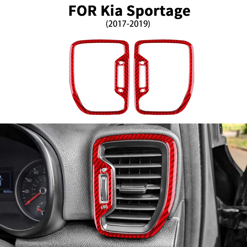 For Kia Sportage 2017-19 Red Carbon Fiber Front Side Air Vent Outlet Cover Trim