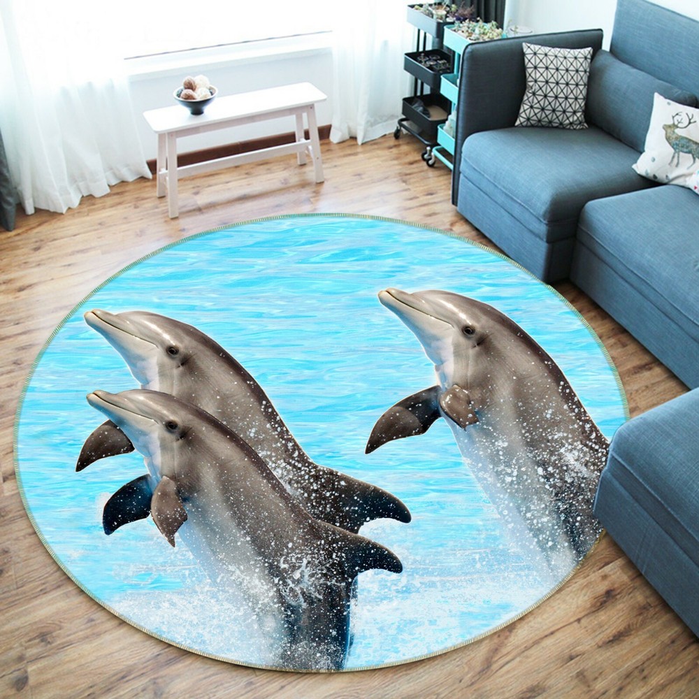 3D Dolphin Show O1918 Animal Non Slip Rug Mat Elegant Photo Carpet Fay