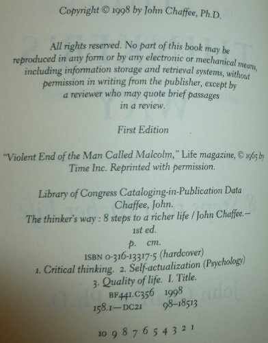 The Thinker's Way : 8 Steps to a - Hardcover, by Chaffee John - Very Good g