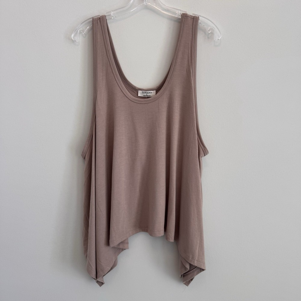Zenana Flowy Tank Top L Mauve Pink Asymmetrical Boho Tunic Boutique NWT Women’s