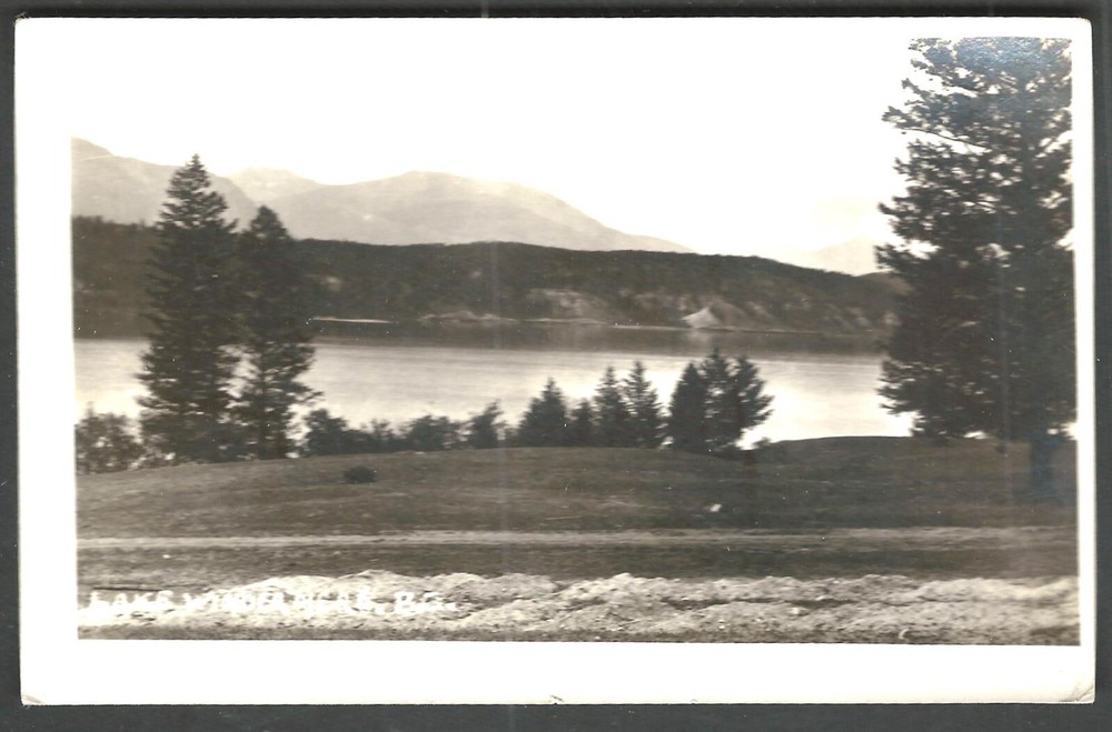 BRITISH COLUMBIA Canada LAKE WINDERMERE Real Photo AZO Postcard RPPC