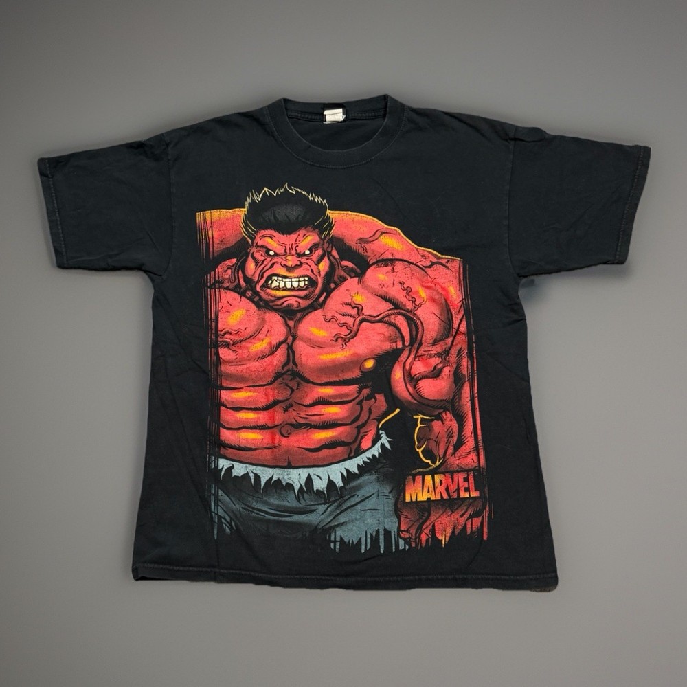 Vintage Marvel Mad Engine T-Shirt Red Hulk Print Men's Size Large Rare