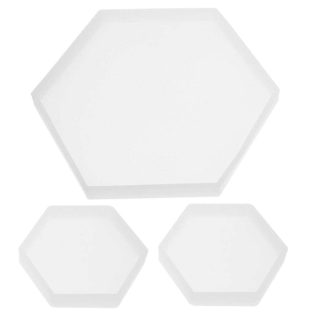 3 Pcs Hexagonal Resin Epoxy Silicone Molds for Crafting Tables