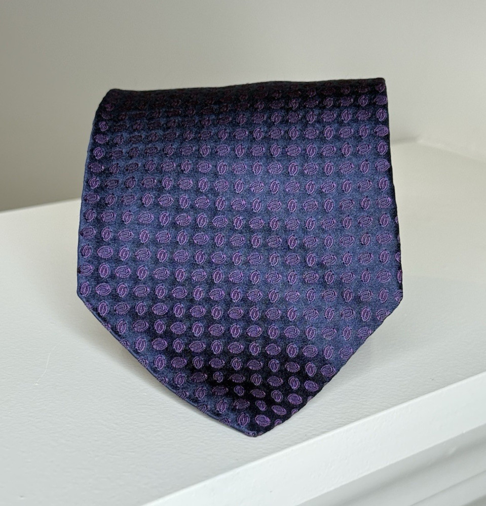 Brooks Brothers Silk Navy W/ Micro Oval Geometric Necktie Tie 59.5