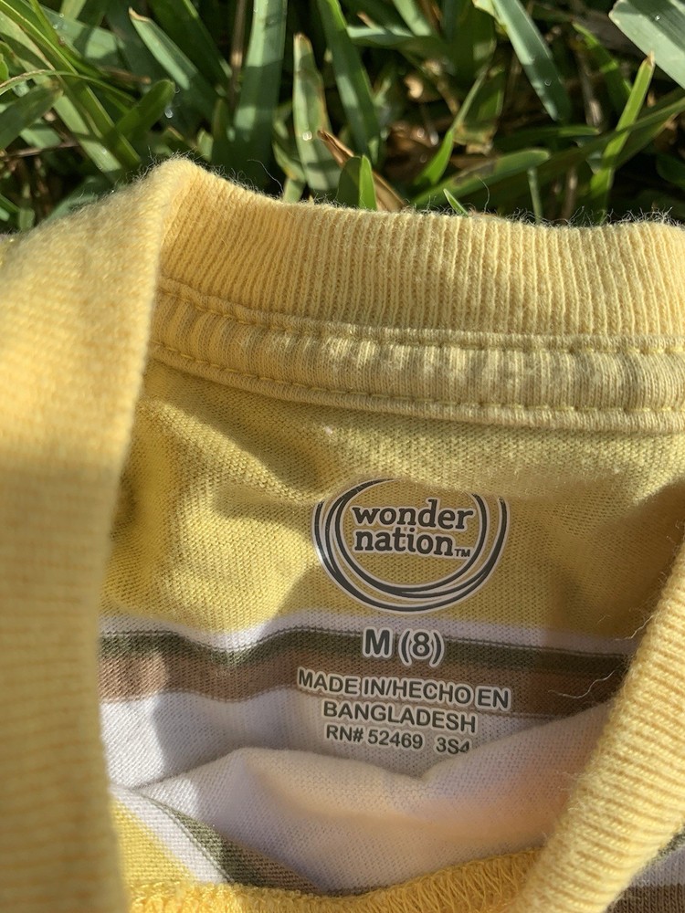Wonder Nation Boys M (8) Striped Crew Neck Short Sleeve T-Shirt