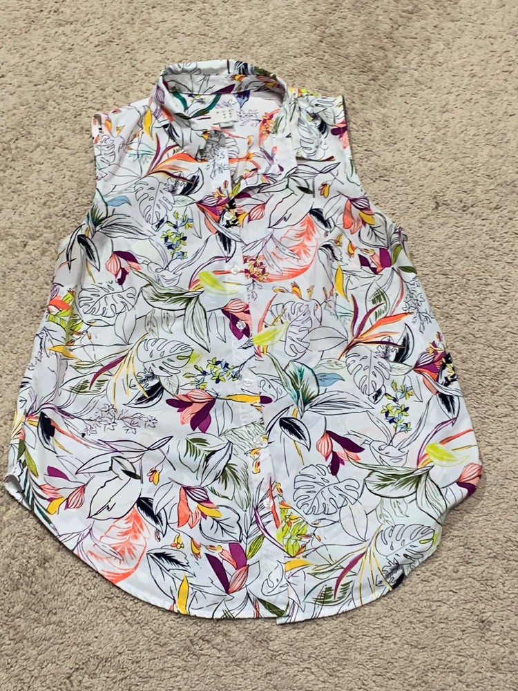 A New Day Womens Shirt Size Small Multicolor Floral Print Sleeveless Flowy
