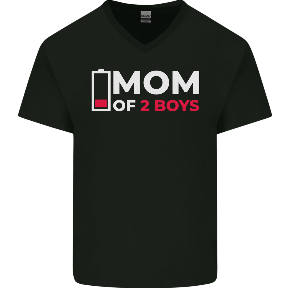 Mom of 2 Boys Funny Mothers Day Mens V-Neck Cotton T-Shirt