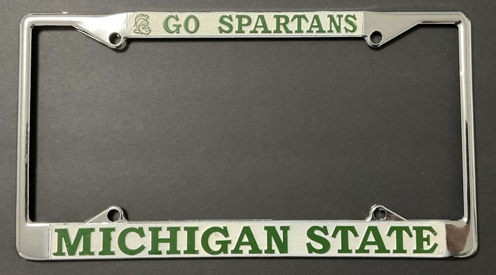 Michigan State Go Spartans Metal License Plate Frame Chrome New