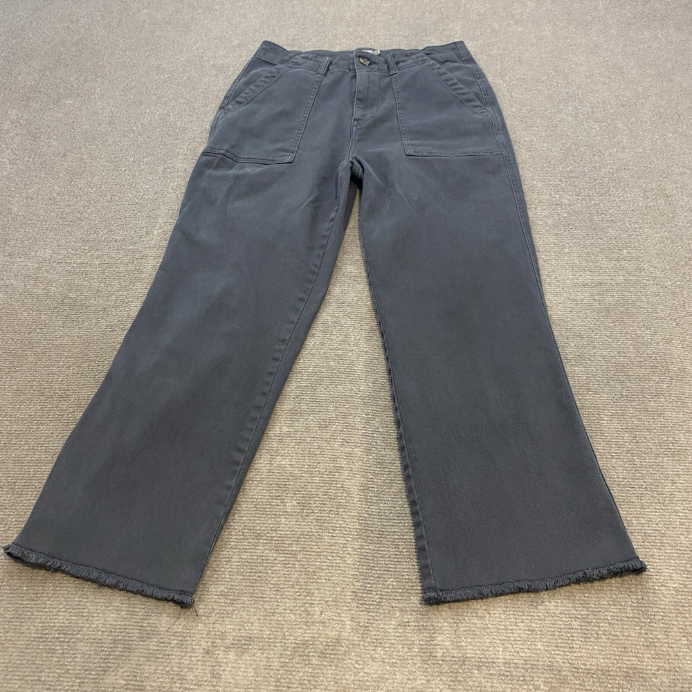 Faherty Pants Womens Size 28 Gray Stretch Denim Raw Hem Terry Fits 28x26