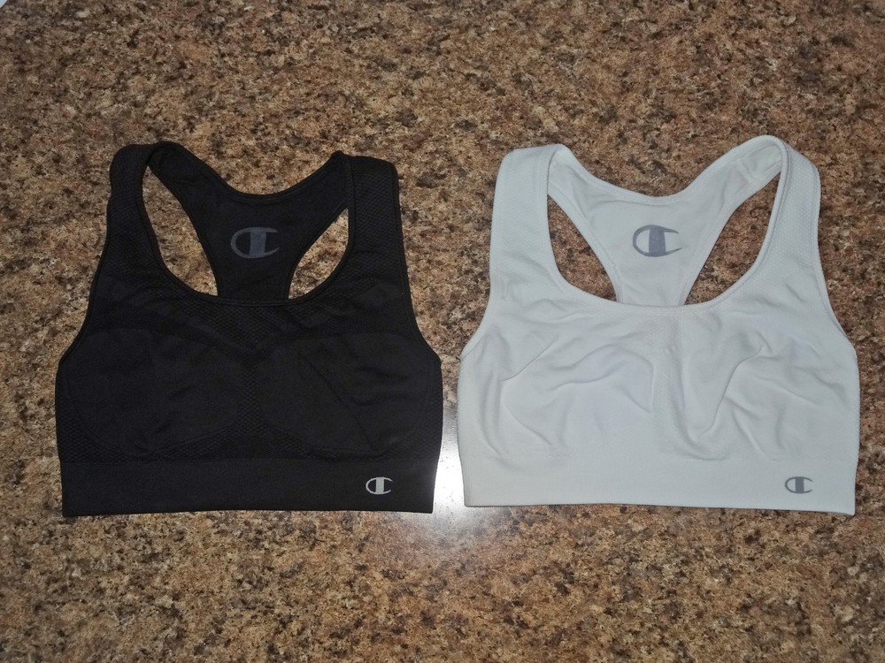 Lot of 2 Champion Women's Racerback Sports Bra - Medium Style 2900 Black White