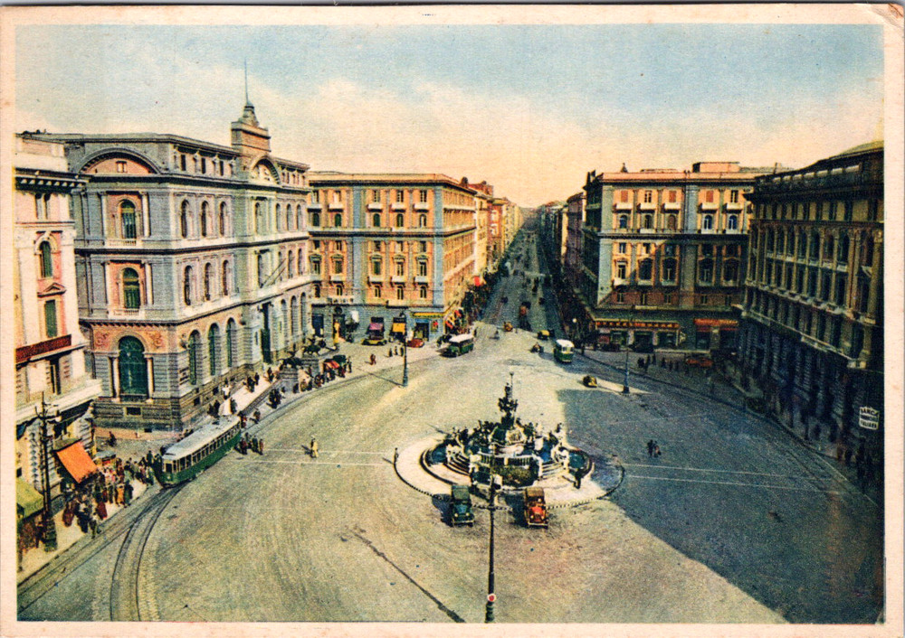 Vintage Postcard Piazza della Borsa Napoli Italy