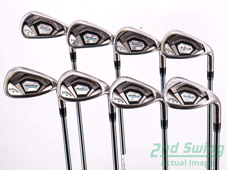 Callaway Rogue Iron Set 6-PW AW SW LW with Graphite Stiff Shafts
