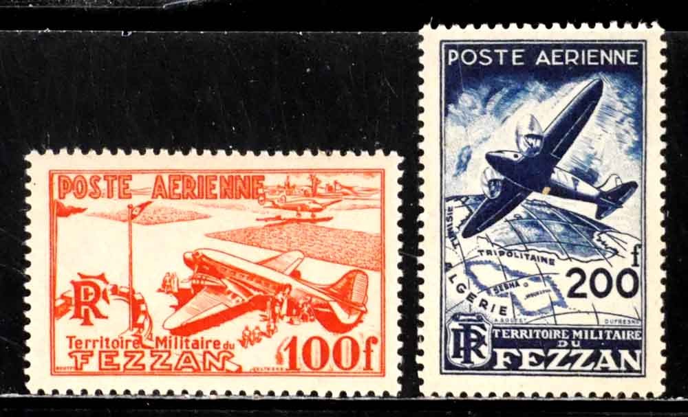 Libya, Fezzan, France: 1948 Stamps Unused Airmail Set W/ Mnh Scott #2Nc1-2 Sound