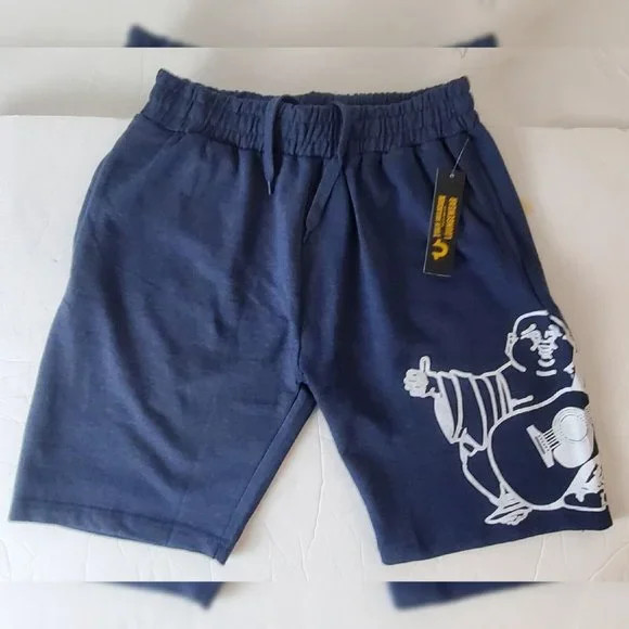 True Religion Loungewear Short Men's Black Buddha Logo With Pockets Size S Blue