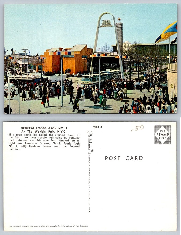 1964 NYC World's Fair General Foods Arch 1 Plastichrome Postcard