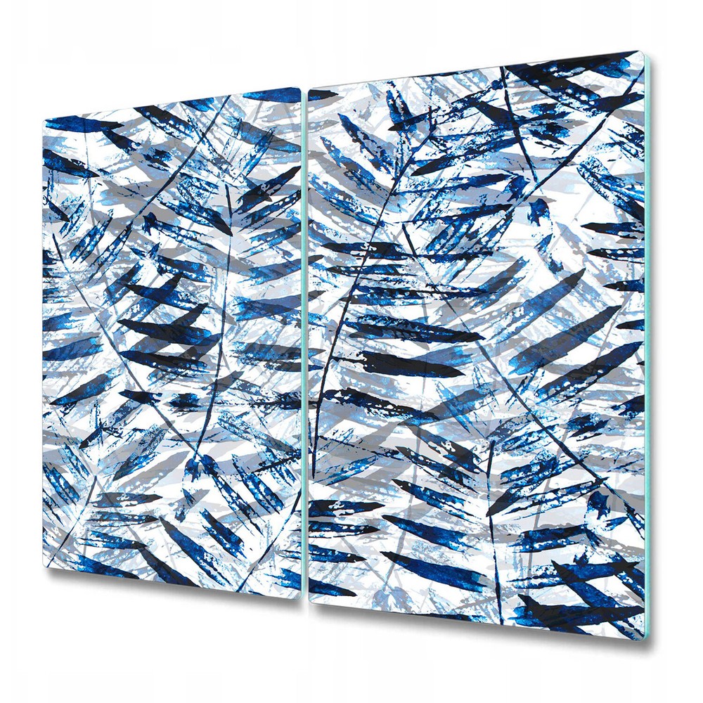 Glass Chopping Cutting Board Tropical Blue Leaves | Exotic Watercolour | 2x30x52