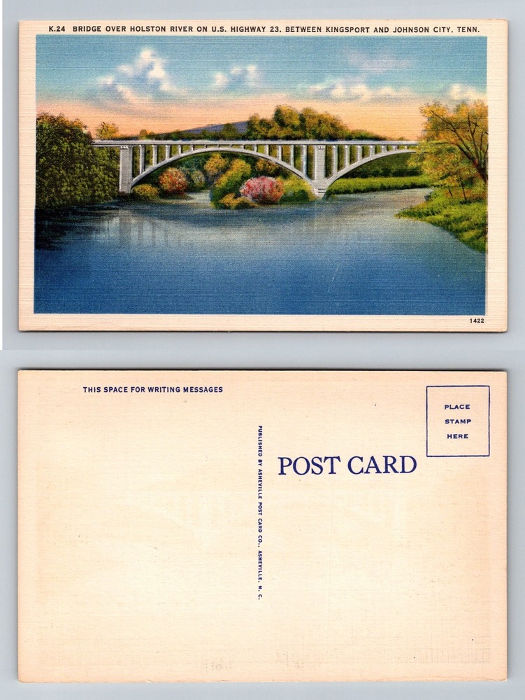Kingsport TN-Tennessee, Bridge Over Holston River Hwy 23 Vintage Postcard