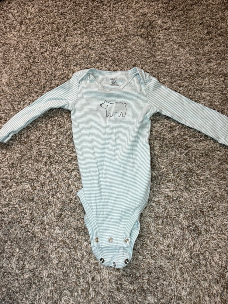 Just One You by Carter's Baby Boy 18M Long Sleeve Striped Bear Bodysuit Teal