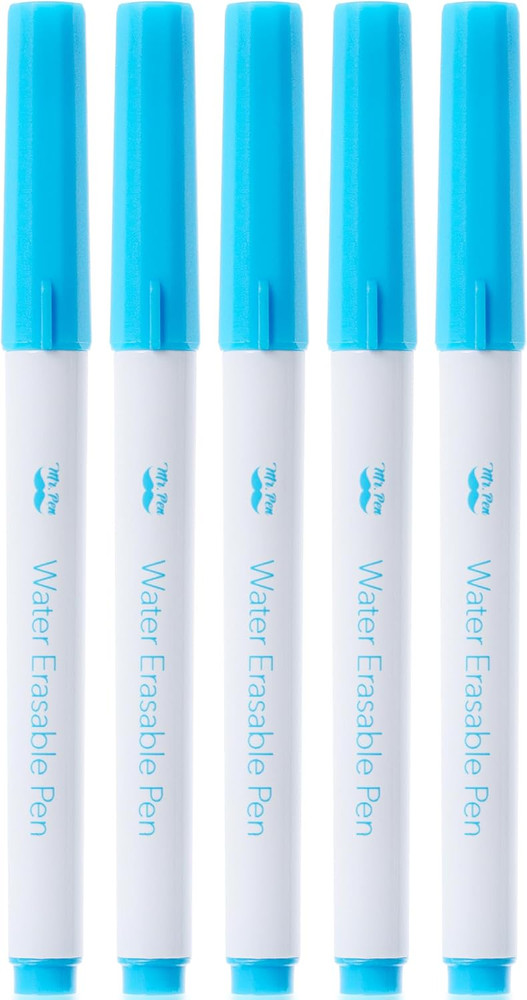 Fabric Markers for Sewing, 5 Pack, Blue, Erasable, Water Soluble Fabric Marker,