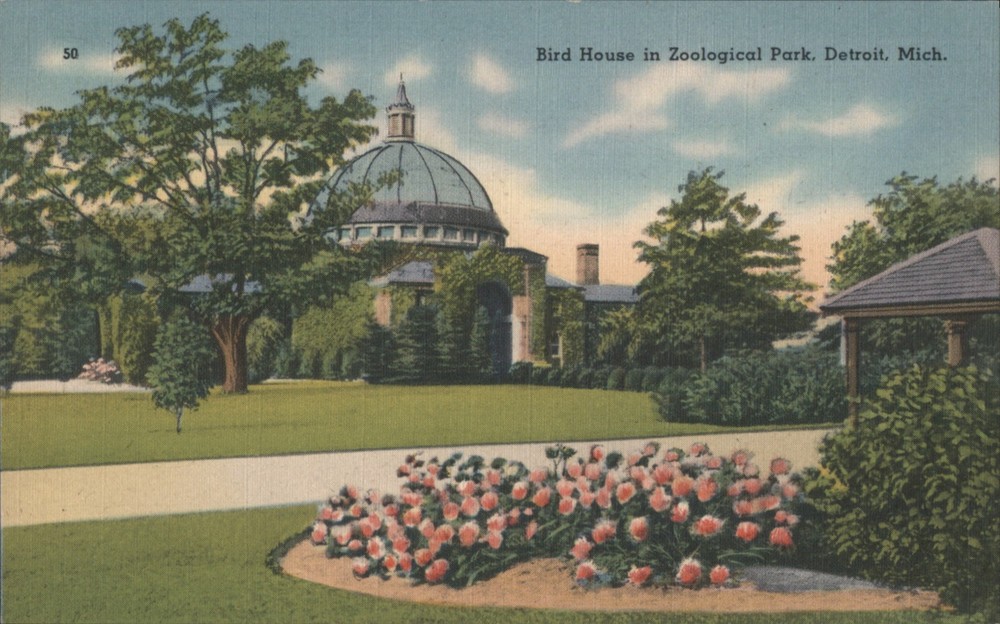 Detroit, Michigan MI Bird House, Zoological Park Postcard Tichnor Bros Inc.