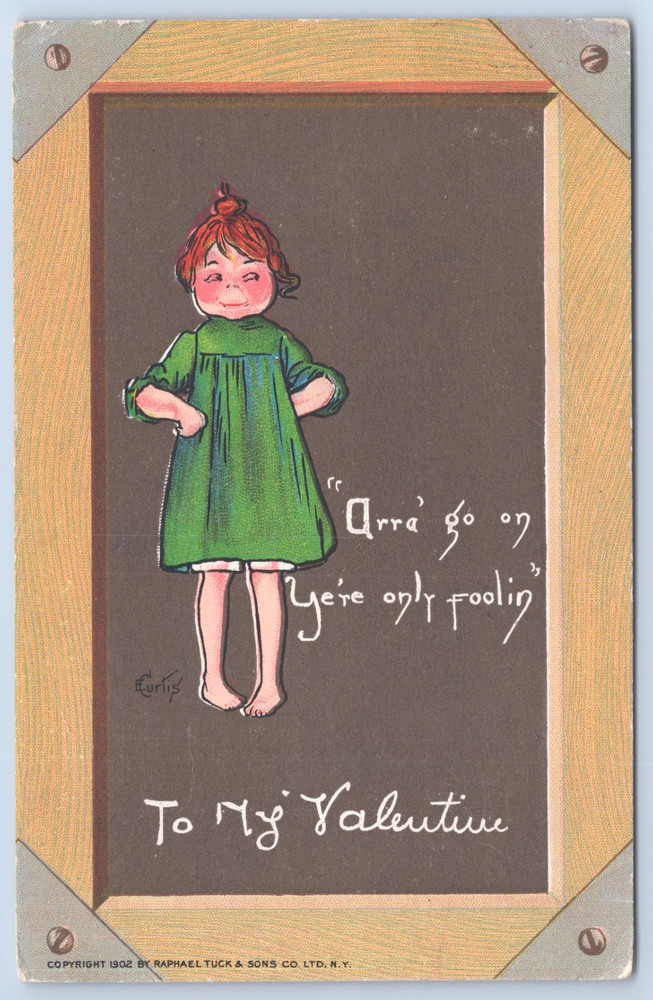 1902 Raphael Tuck Valentine E Curtis Signed Irish Girl Postcard