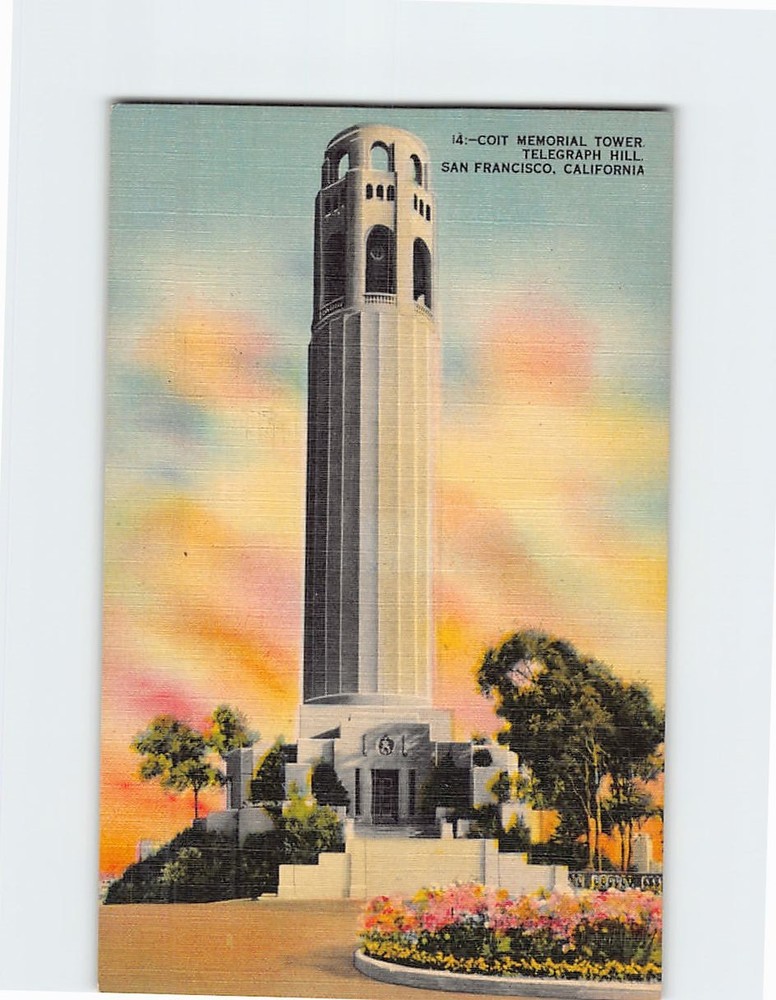 Postcard Coit Memorial Tower San Francisco California USA