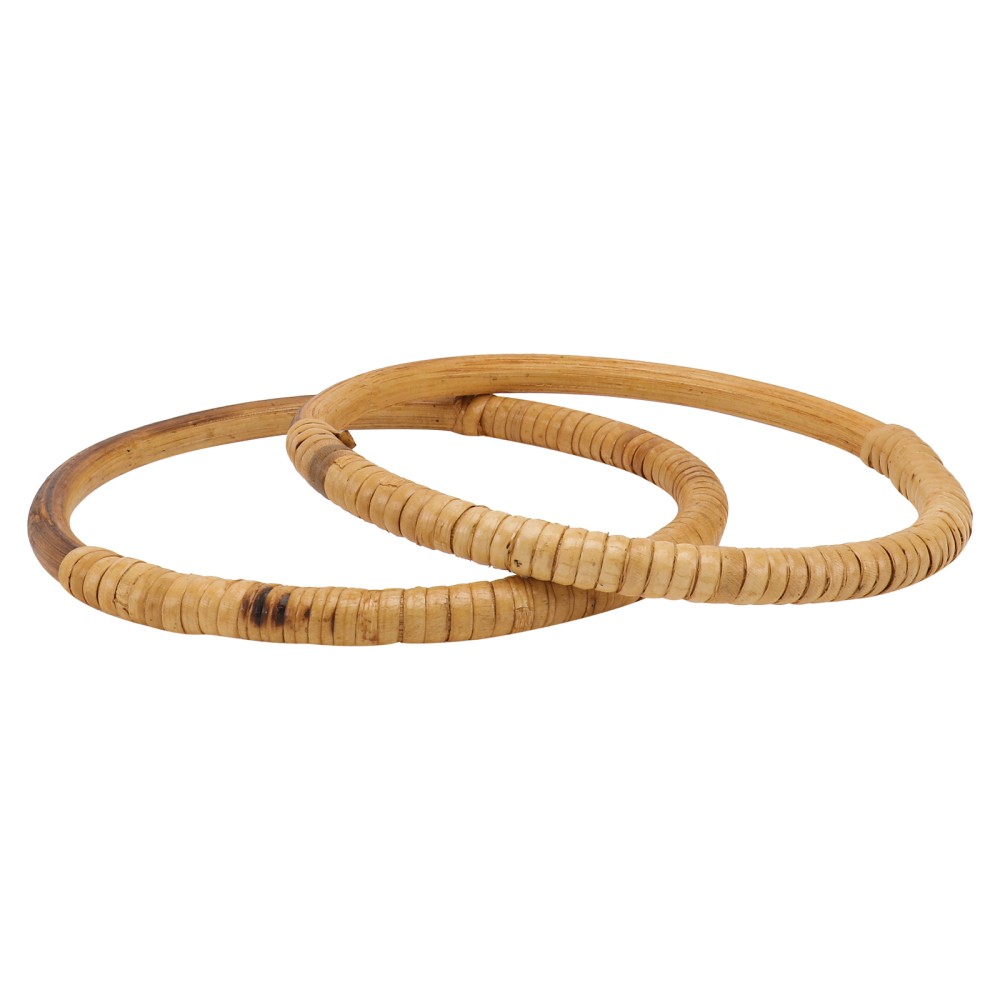 2-Piece Braided Wicker Handbag Handles for Round Purses