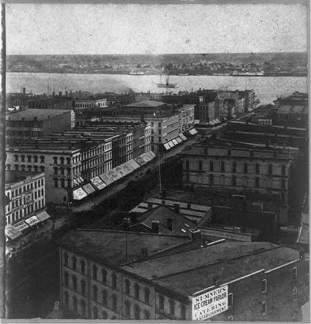 Photo:Detroit,Michigan,MI,Birds Eye View,River,Buildings,Boat