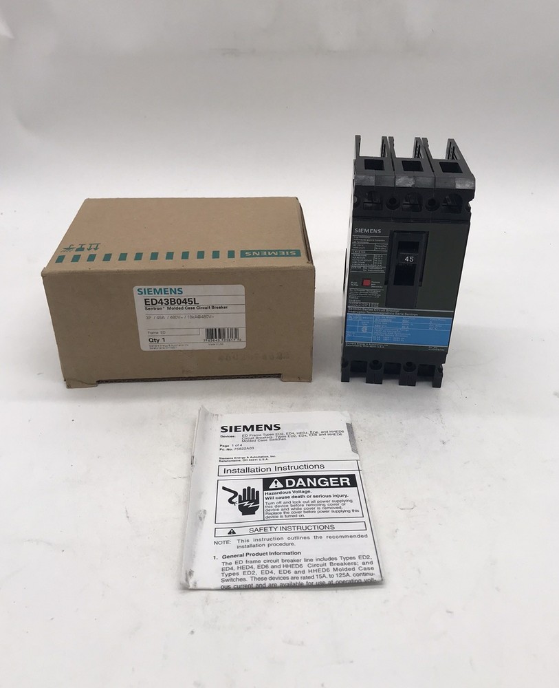 Houston Stock New Siemens Ed43B045L Type Ed 45 Amp 480V Free 2 Day Air Shipping