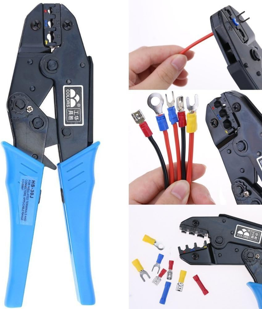 Professional Insulated Wire Terminals Connectors Ratcheting Crimper Tool for 22-