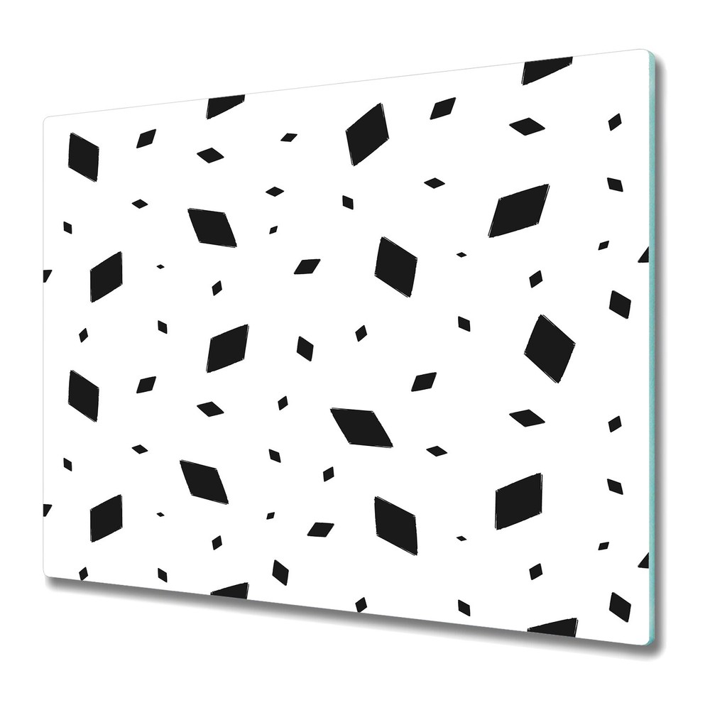 Glass Kitchen Chopping Board Geometric Grunge Diamond Minimalistic 60x52