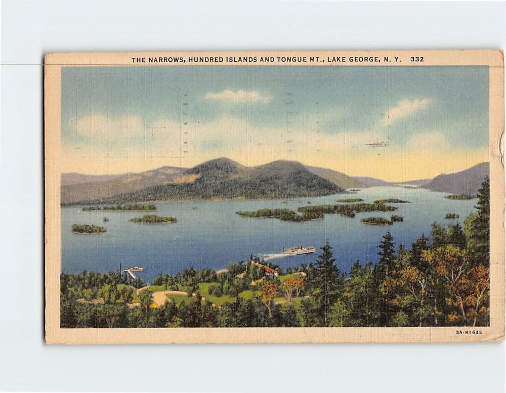 Postcard The Narrows Hundred Islands & Tongue Mountain Lake George New York USA