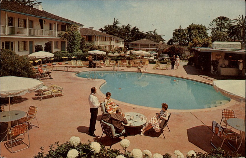 Monterey California Casa Munras Garden Hotel pool ~ unused postcard sku125