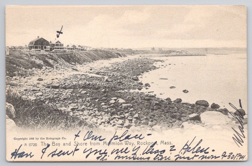 1906 Rockport MA Marmion Way Bay Shore Rotograph Postcard Posted