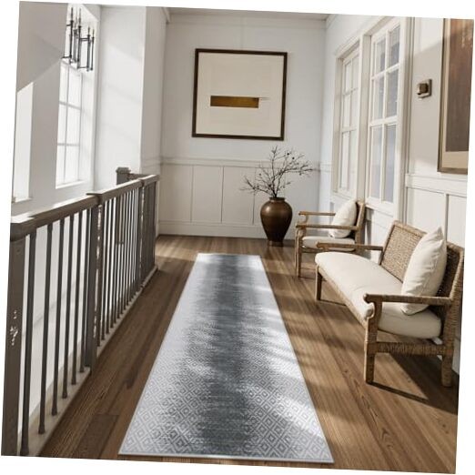 Moroccan Grey Runner Rug 2.5x8 for Hallway and Kitchen