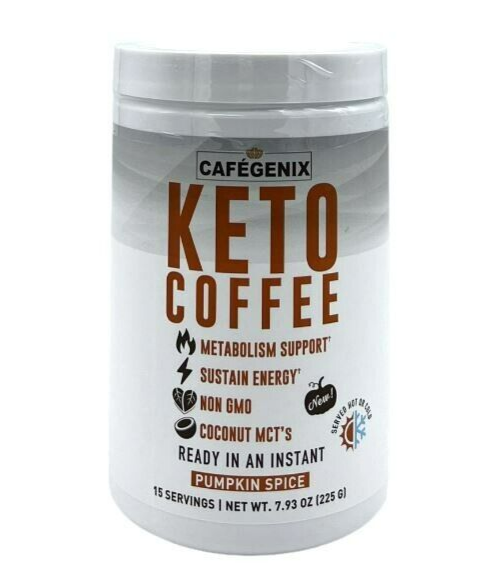 Cafegenix PUMPKIN SPICE Keto COFFEE Instant w Grass Fed Butter MCT Oil 7.93oz