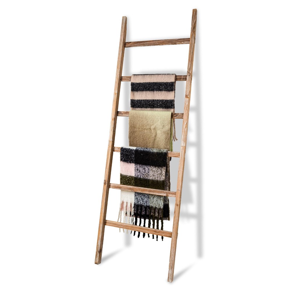 RANXFLOAT 6-Tier Blanket Ladder Wooden, Blanket Quilt Towel Holder Rack Decor...