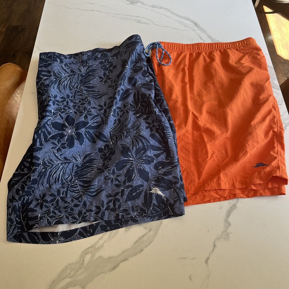 Lot Of 2 Tommy Bahama Relax Swim Trunks Mens 5XB Floral Mesh Lined Logo Shorts