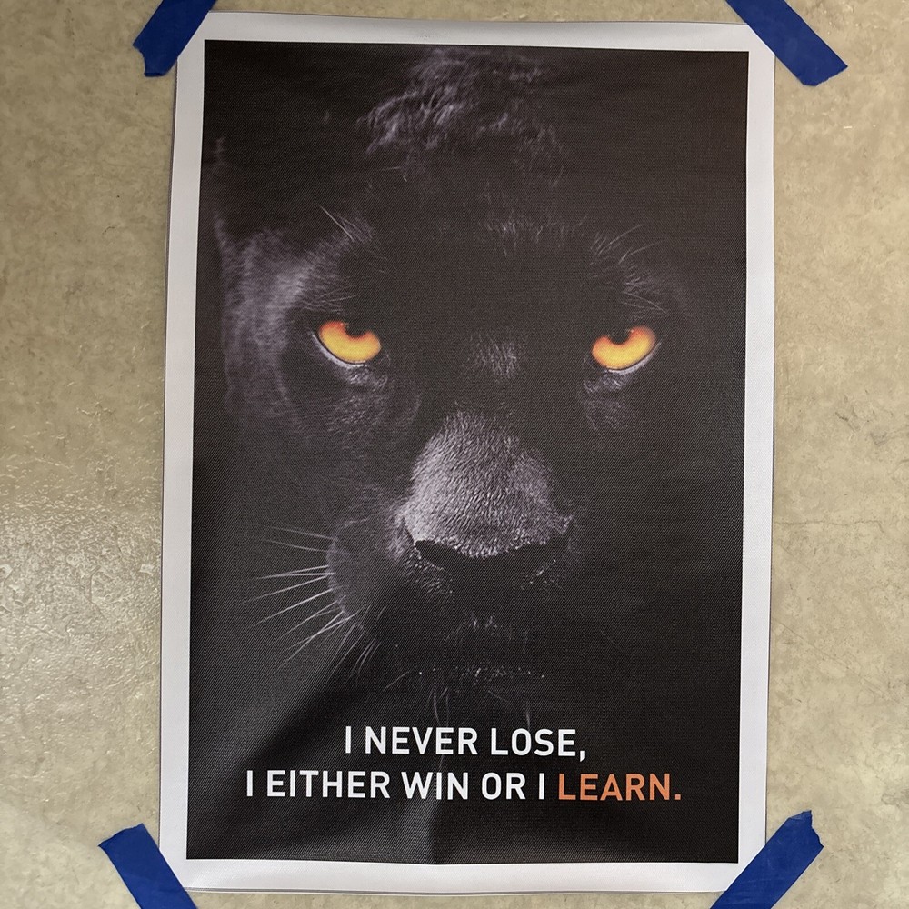 Win Or Learn ✅ Quote Positive Motivation Poster Canvas Wall Art ✅ 12x18 Inch