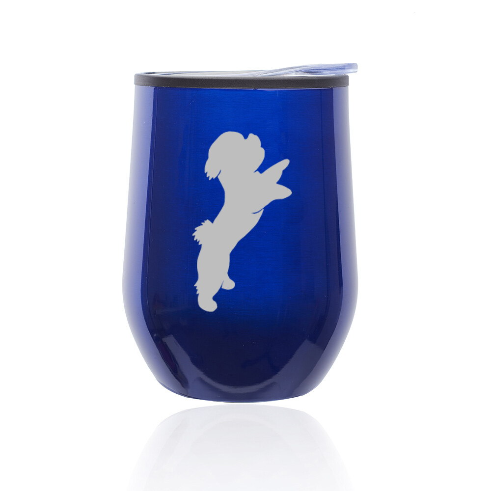 Stemless Wine Tumbler Coffee Travel Mug Glass Cup w/ Lid Bichon Frise