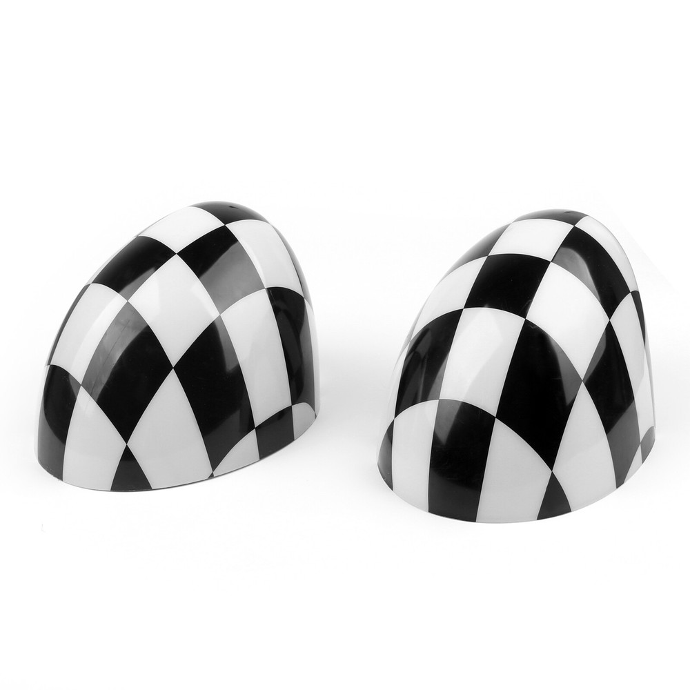 2 Checke Side Mirror Caps Covers for MINI Cooper Hardtop 2014 F55 & 2015 F56 U4
