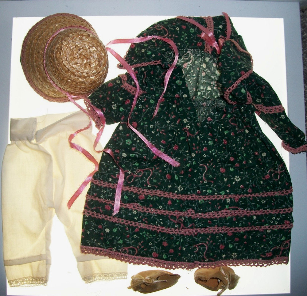 Antique/Vintage 4 Piece Doll Outfit for German/French Bisque Head Doll - Dress