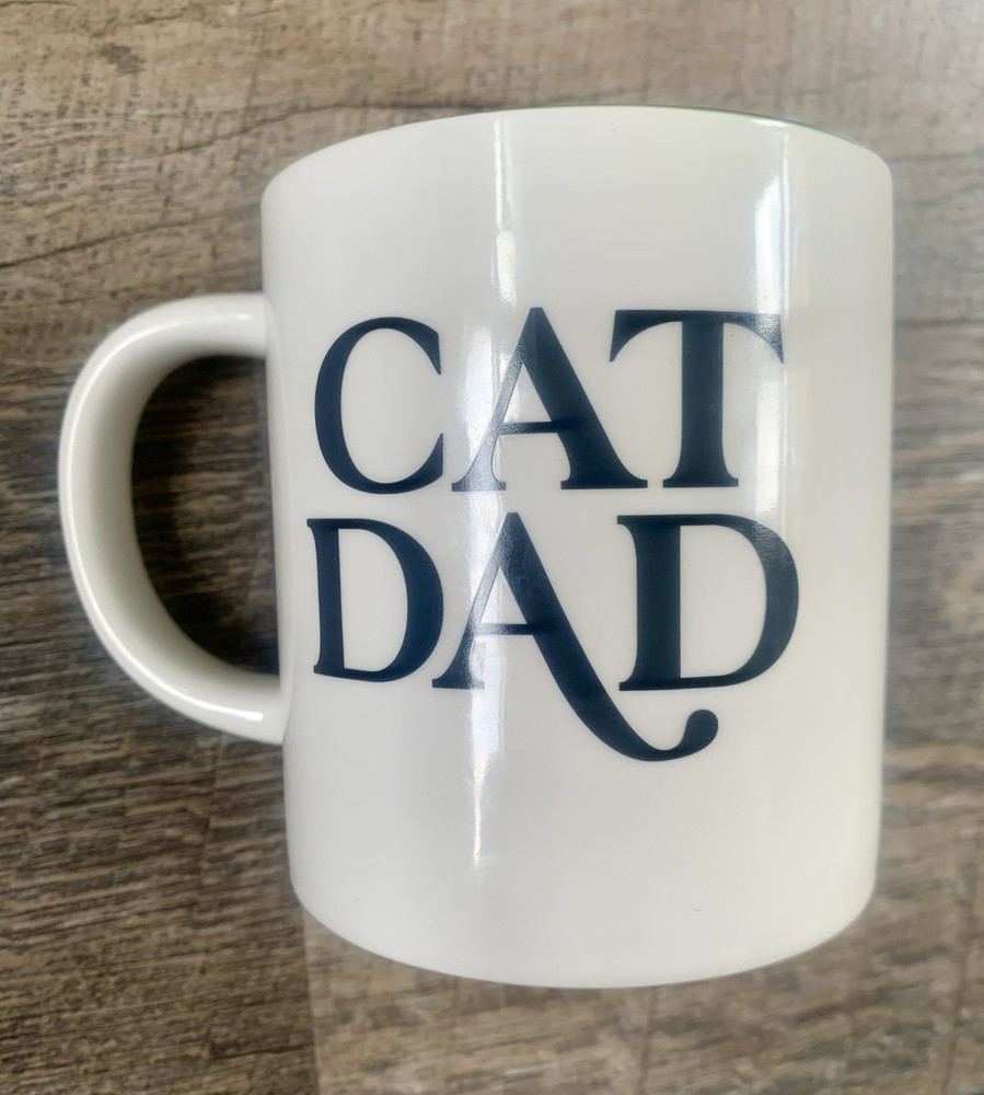 Parker Lane Cat Dad Stoneware Coffee Mug 16 fl oz White/Green Microwave Safe