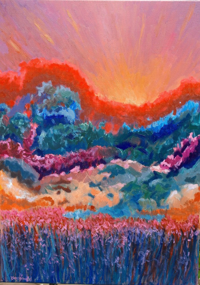 Abstract Fairy Forest 2 Oil Painting canvas 20x28 Hand Painted JSArt-image