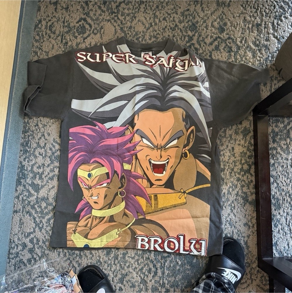 Dragon Ball Z Super Saiyan Broly Goku Double-Sided Graphic T-Shirt Black