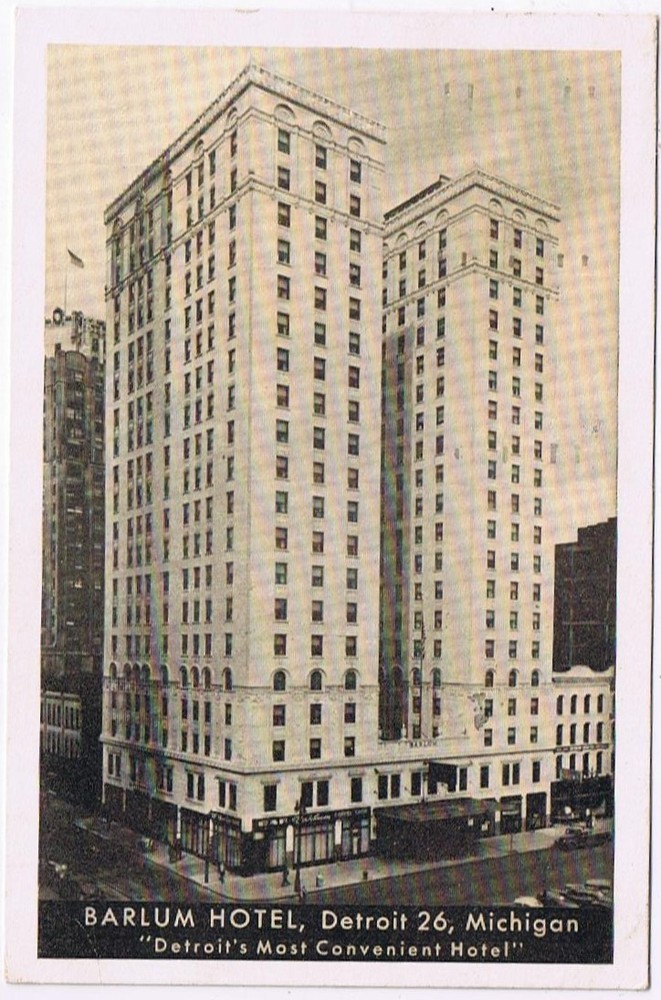 Postcard Barlum Hotel Cadillac Square Detroit Michigan